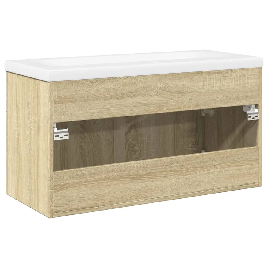Armoire lavabo de salle de bain et bassin intégré chêne sonoma - 8