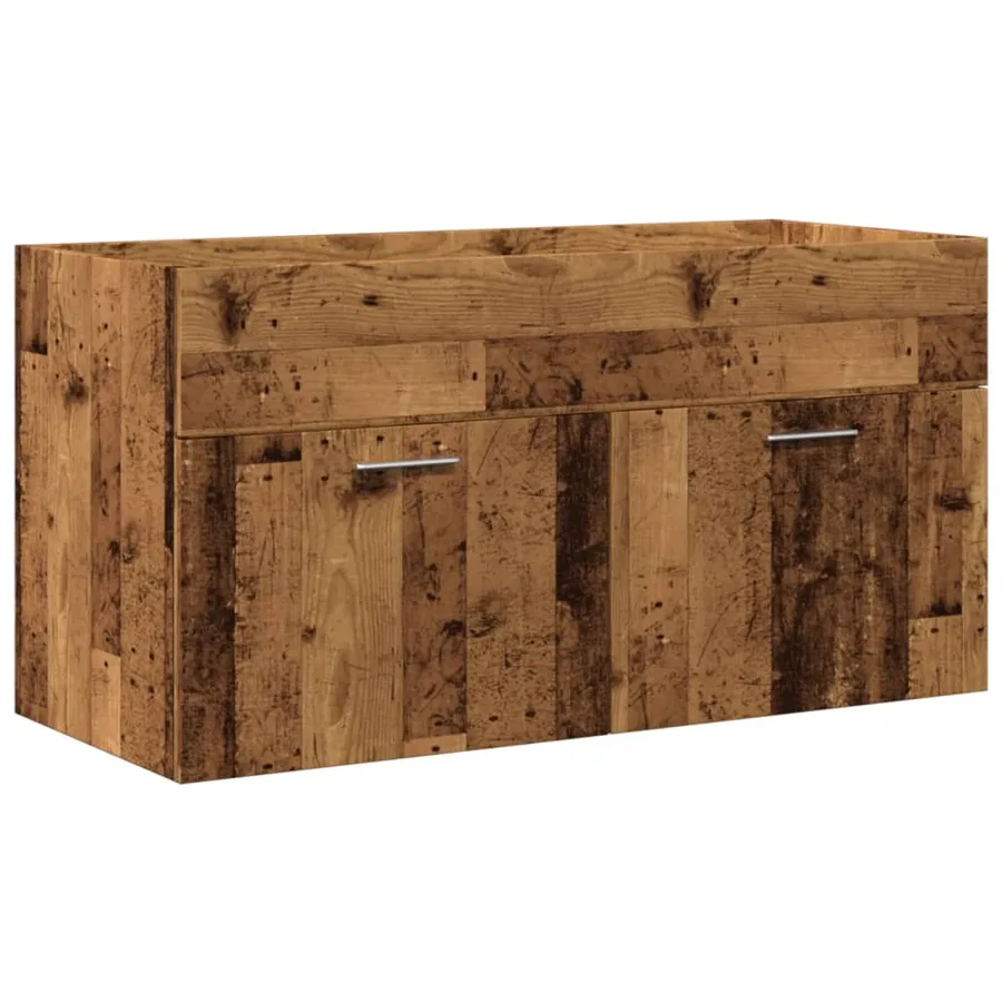 Armoire lavabo de salle de bain avec bassin intégré vieux bois - 6