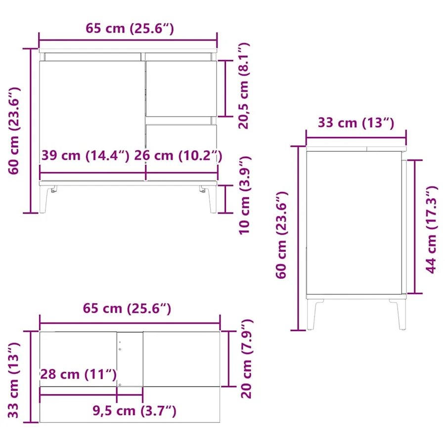 Armoire lavabo vieux bois 65x33x60 cm bois d'ingénierie - 11