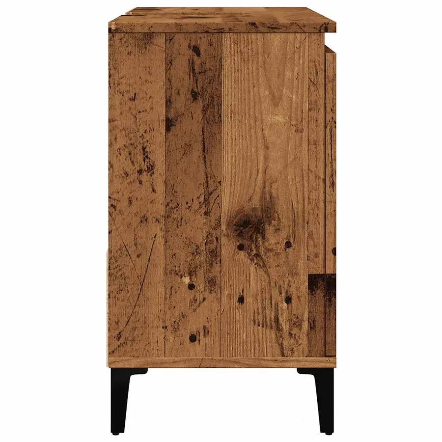 Armoire lavabo vieux bois 65x33x60 cm bois d'ingénierie - 6