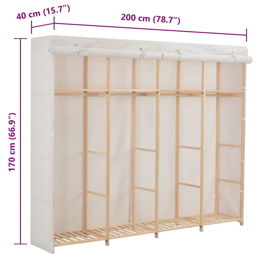 Garde-robe Blanc 200 x 40 x 170 cm Tissu - 6