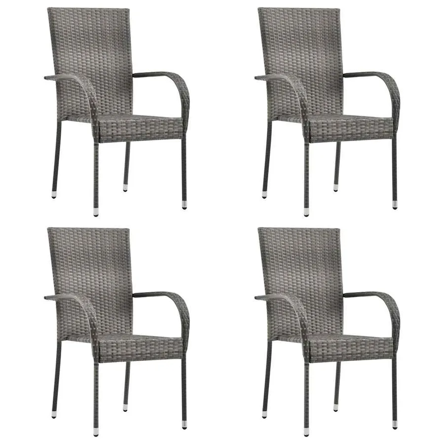 Ensemble à manger de jardin 5 pcs Résine tressée Gris - 5