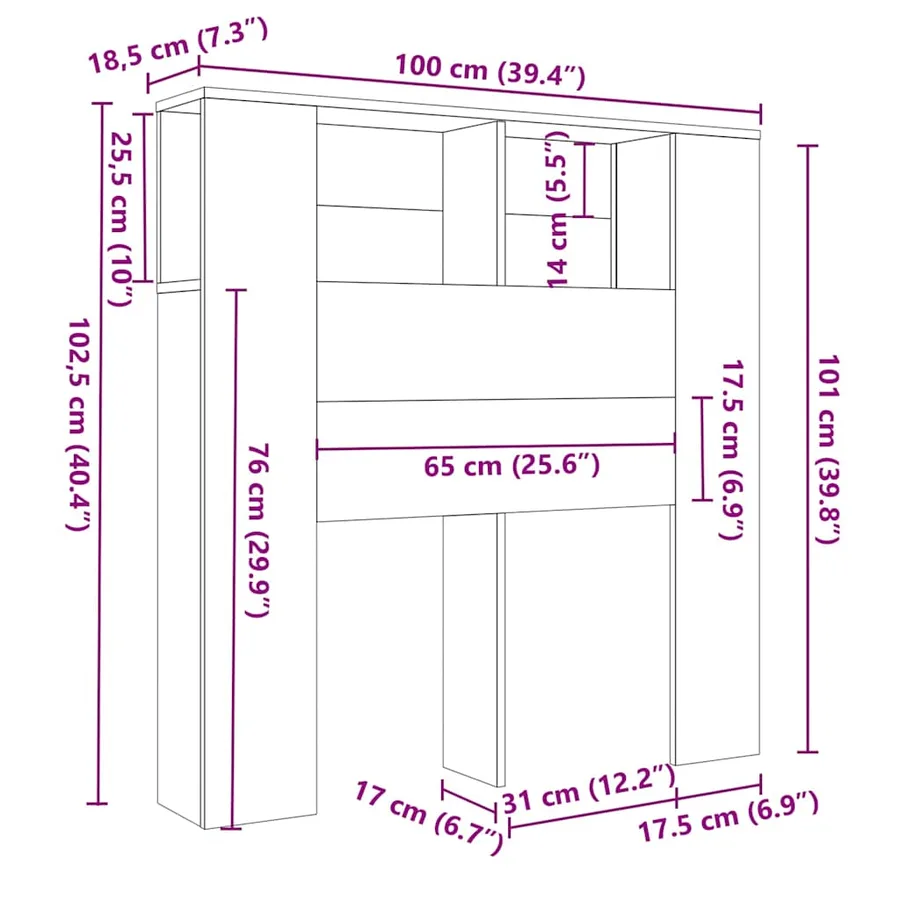Armoire de tête de lit vieux bois 100x18,5x102,5 cm - 9