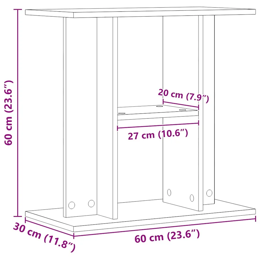 Support d'aquarium chêne marron 60x30x60 cm bois d'ingénierie - 9