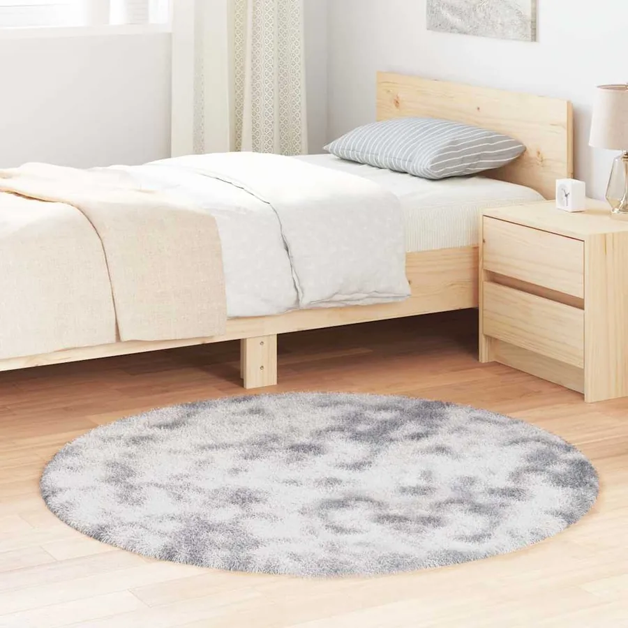 Tapis shaggy à poils longs NAVARRA gris argenté 120x120 cm