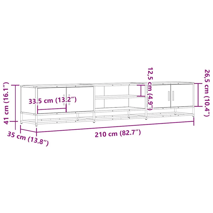 Meuble TV sonoma gris 210x35x41 cm bois d'ingénierie - 10