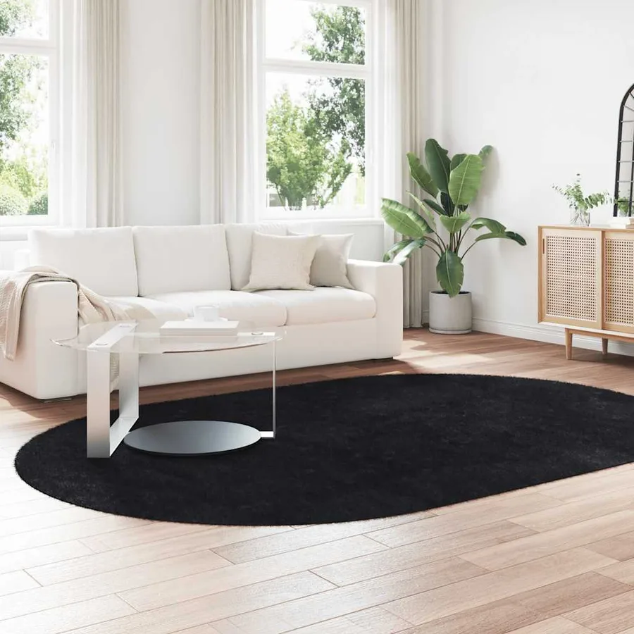 Tapis shaggy à poils longs NAVARRA noir 300x200 cm polyester - 3