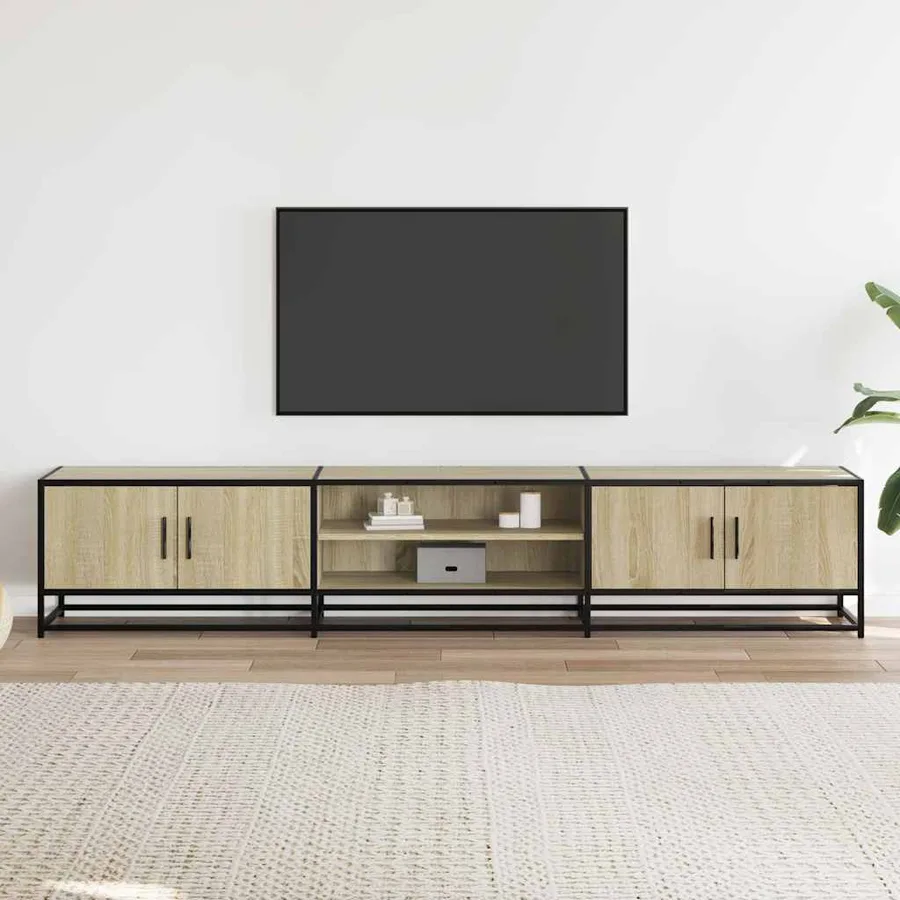 Meuble TV chêne sonoma 210x35x41 cm bois d'ingénierie - 3