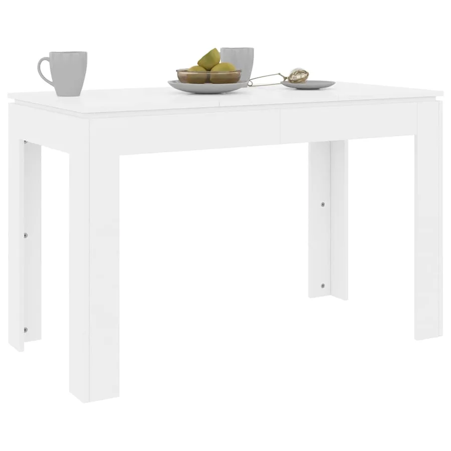 Table à manger Blanc brillant 120x60x76 cm Bois d'ingénierie - 3