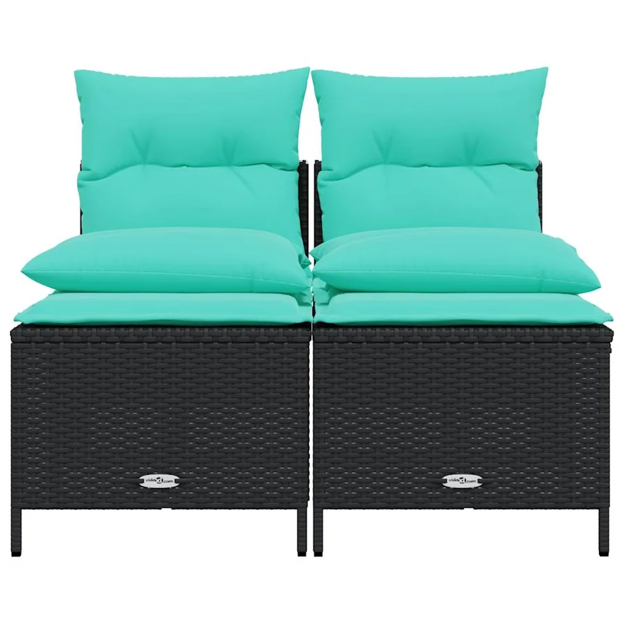 Ensemble de canapé de jardin 4 pcs avec coussins noir résine tressée - 3