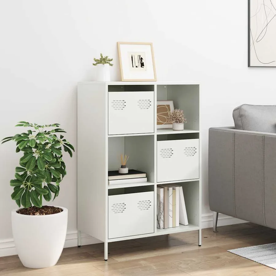 Buffet haut blanc 68x39x103,5 cm acier - 3