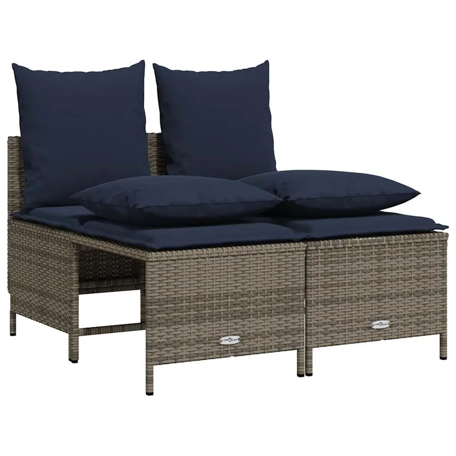 Ensemble de canapé de jardin 4 pcs avec coussins gris résine tressée - 2