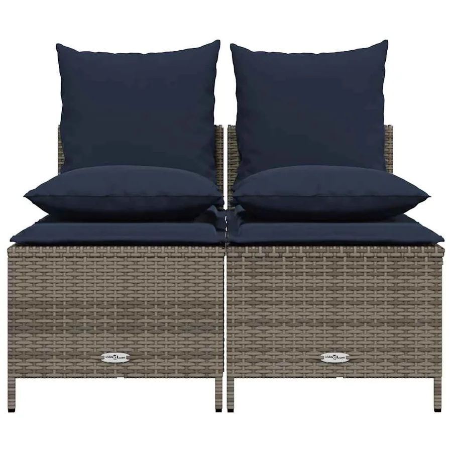 Ensemble de canapé de jardin 4 pcs avec coussins gris résine tressée - 3