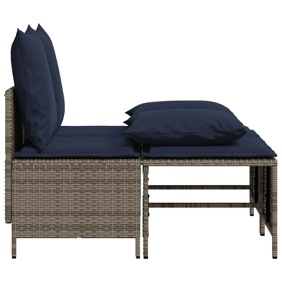 Ensemble de canapé de jardin 4 pcs avec coussins gris résine tressée - 4