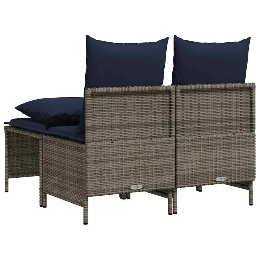 Ensemble de canapé de jardin 4 pcs avec coussins gris résine tressée - 5
