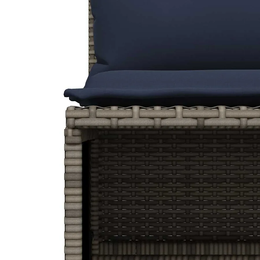 Ensemble de canapé de jardin 4 pcs avec coussins gris résine tressée - 6