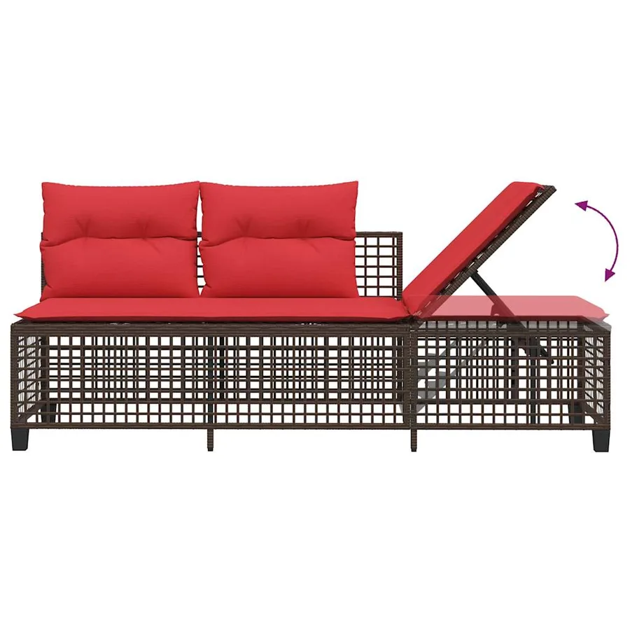 Ensemble de canapé d'angle de jardin 3 pcs avec coussins marron résine tressée - 11