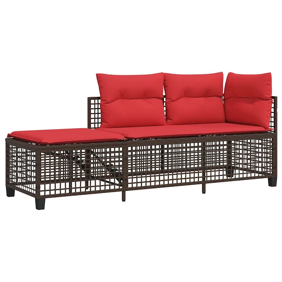 Ensemble de canapé d'angle de jardin 3 pcs avec coussins marron résine tressée - 4