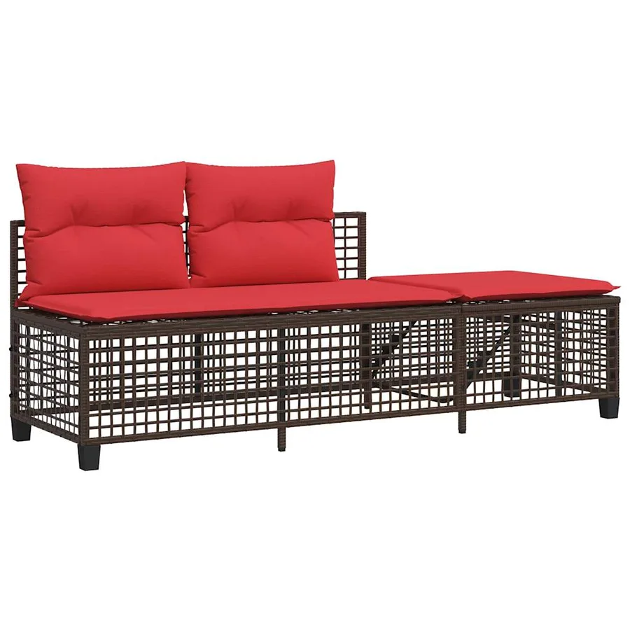 Ensemble de canapé d'angle de jardin 3 pcs avec coussins marron résine tressée - 6