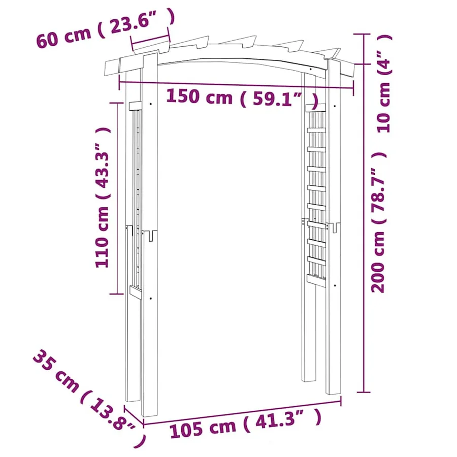 Trellis arch 150x60x210 cm Wood - 7