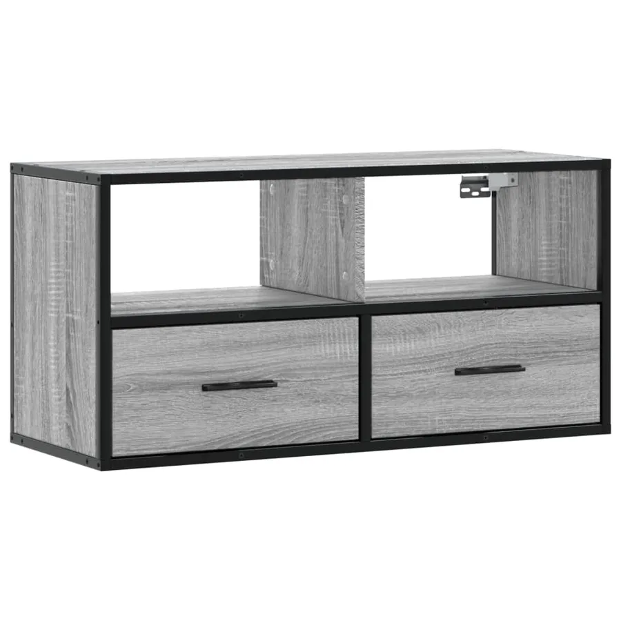 Meuble TV sonoma gris 80x31x39,5 cm bois d'ingénierie et métal - 2