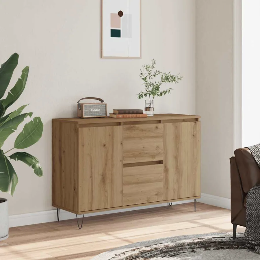 Buffet chêne artisanal 101,5x35x70 cm bois d'ingénierie