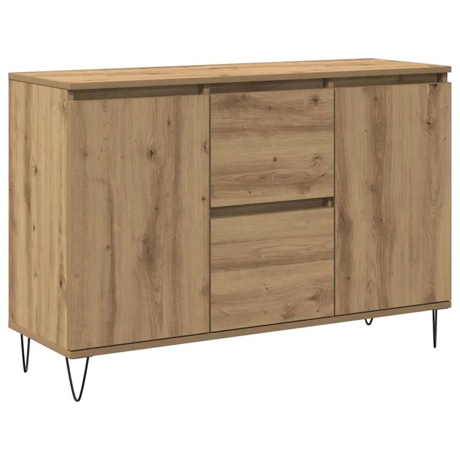 Buffet chêne artisanal 101,5x35x70 cm bois d'ingénierie - 2