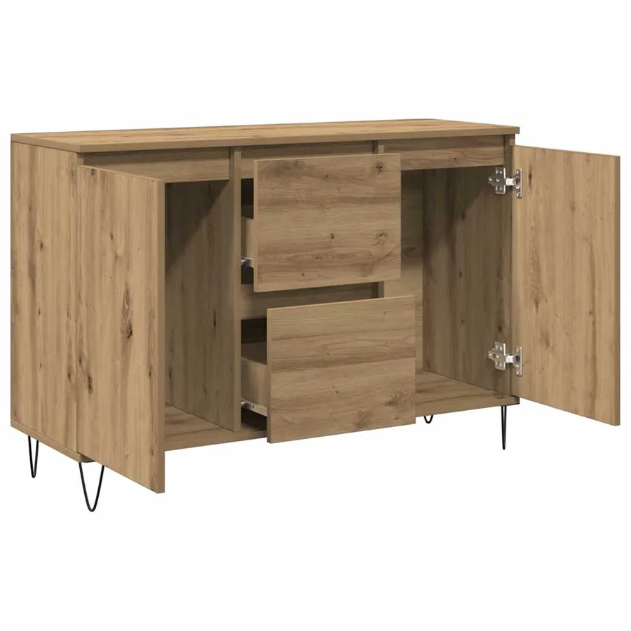 Buffet chêne artisanal 101,5x35x70 cm bois d'ingénierie - 7