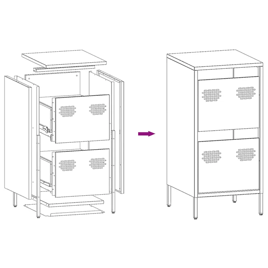 Buffet jaune moutarde 35x39x73,5 cm acier laminé à froid - 11