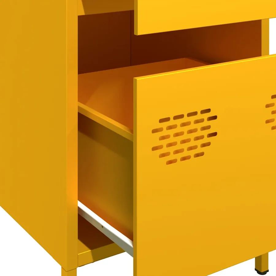 Buffet jaune moutarde 35x39x73,5 cm acier laminé à froid - 9