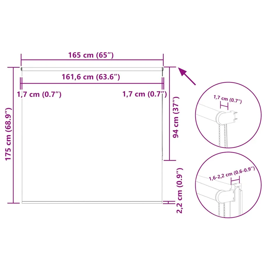 Store enrouleur occultant largeur du tissu 161,6 cm polyester - 18