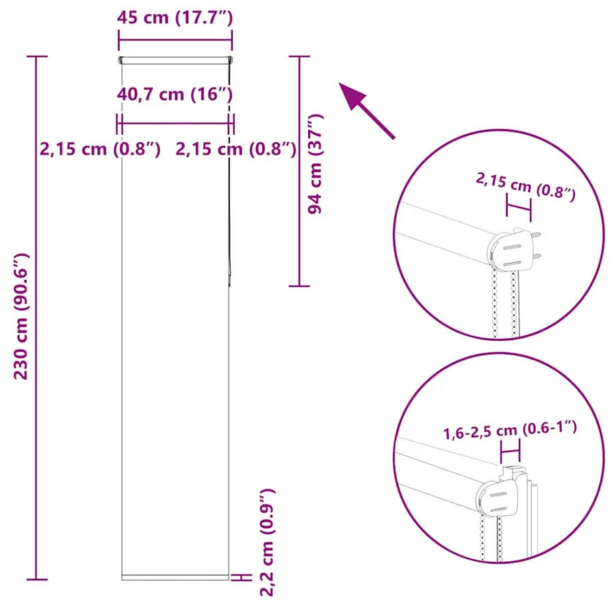 Store enrouleur occultant largeur du tissu 40,7 cm polyester - 18
