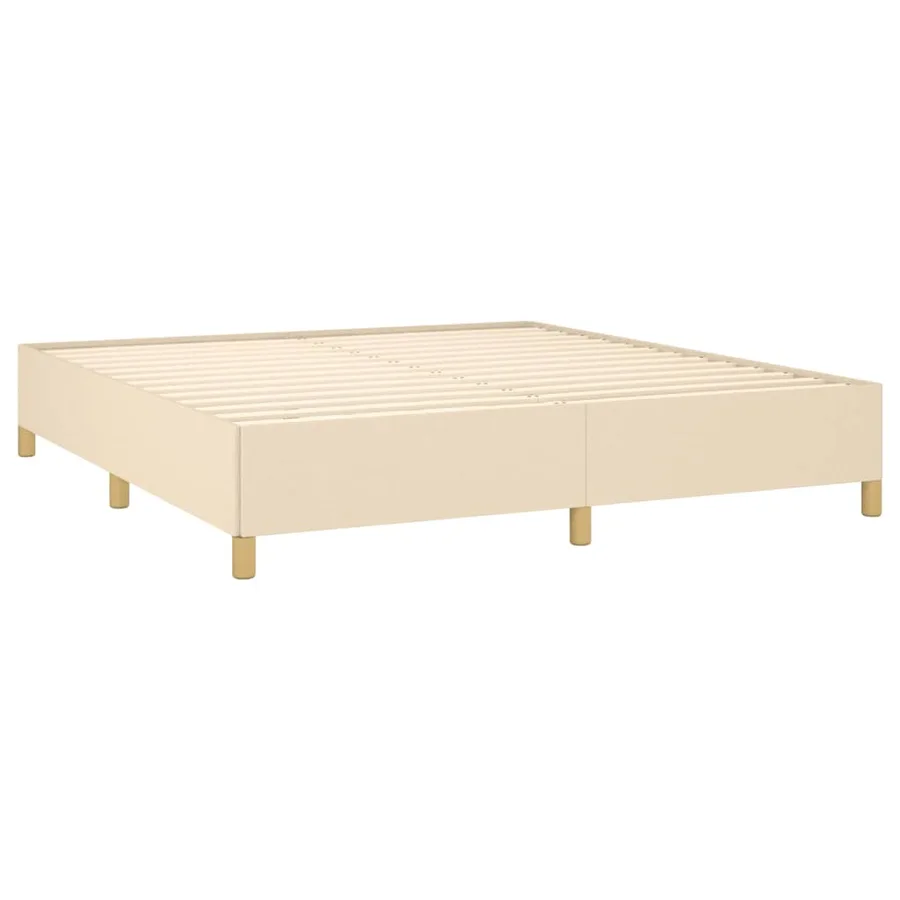Cadre de lit à lattes crème 160x200 cm tissu - 4