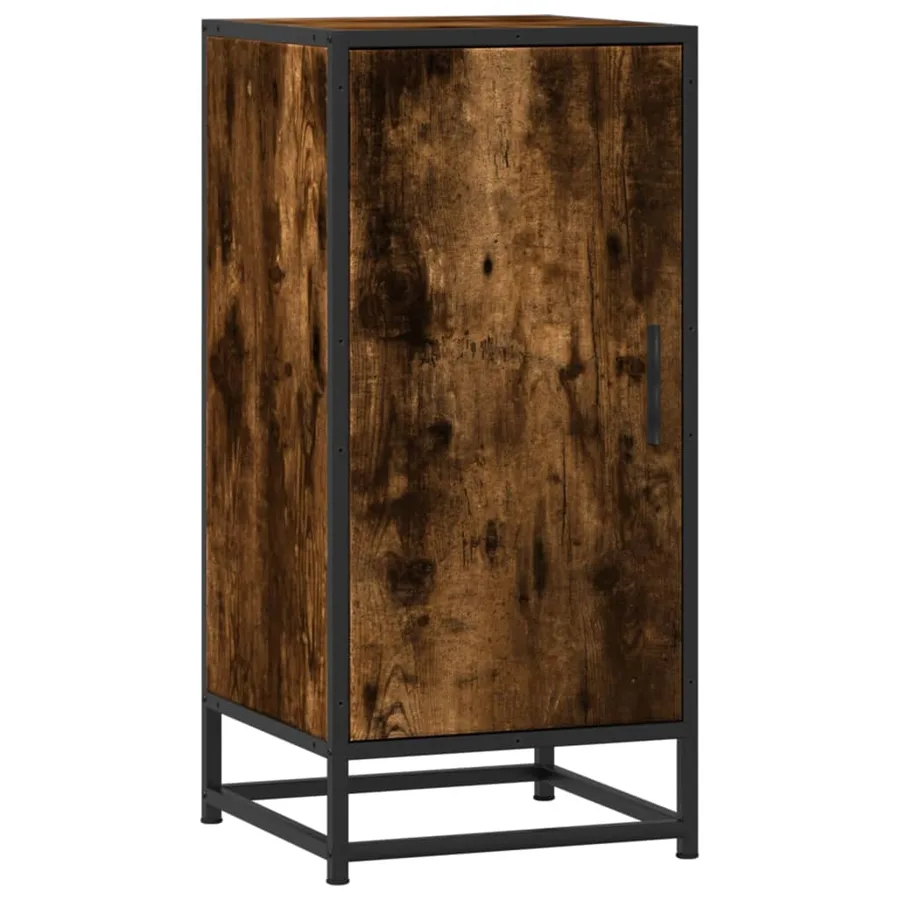 Buffet chêne fumé 35,5x35x76 cm bois d'ingénierie et métal - 2