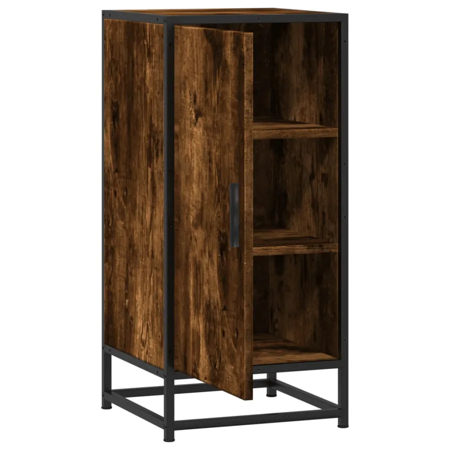 Buffet chêne fumé 35,5x35x76 cm bois d'ingénierie et métal - 7