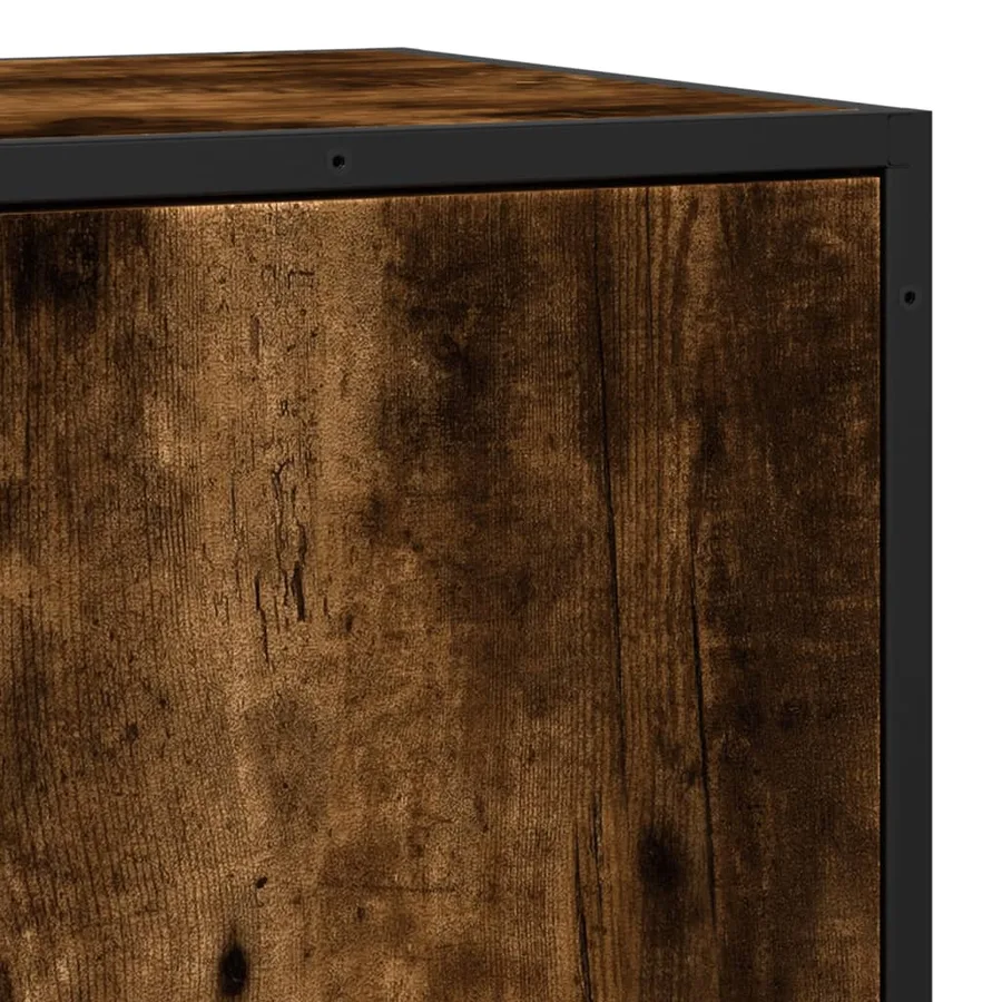 Buffet chêne fumé 35,5x35x76 cm bois d'ingénierie et métal - 9