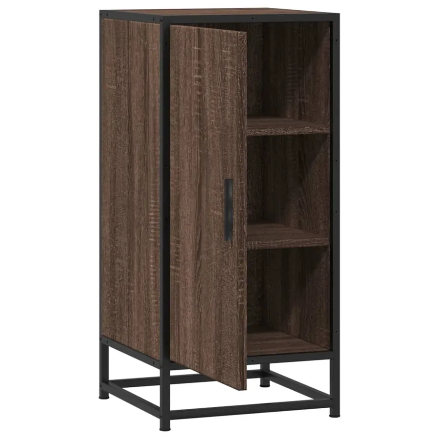 Buffet chêne marron 35,5x35x76 cm bois d'ingénierie et métal - 7