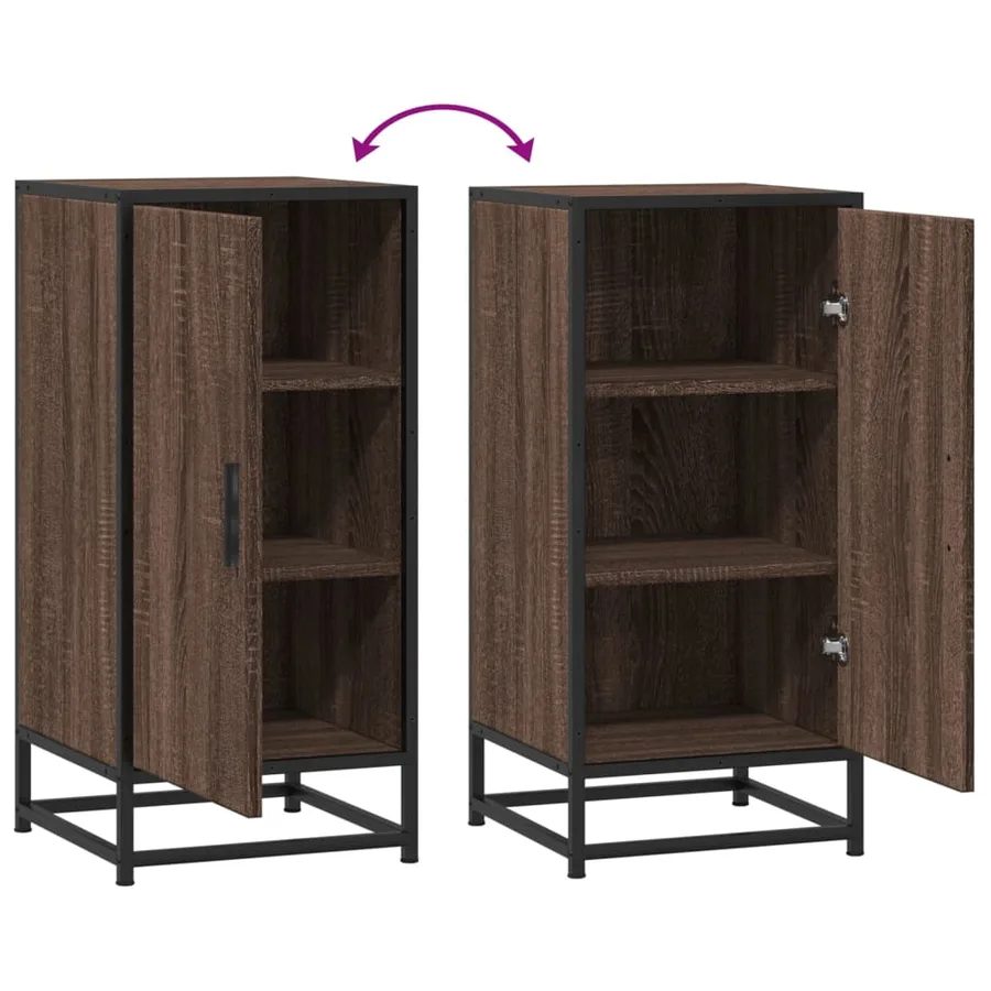 Buffet chêne marron 35,5x35x76 cm bois d'ingénierie et métal - 8