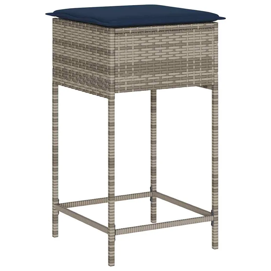 Tabourets de bar de jardin avec coussins lot de 2 gris résine tressée - 4
