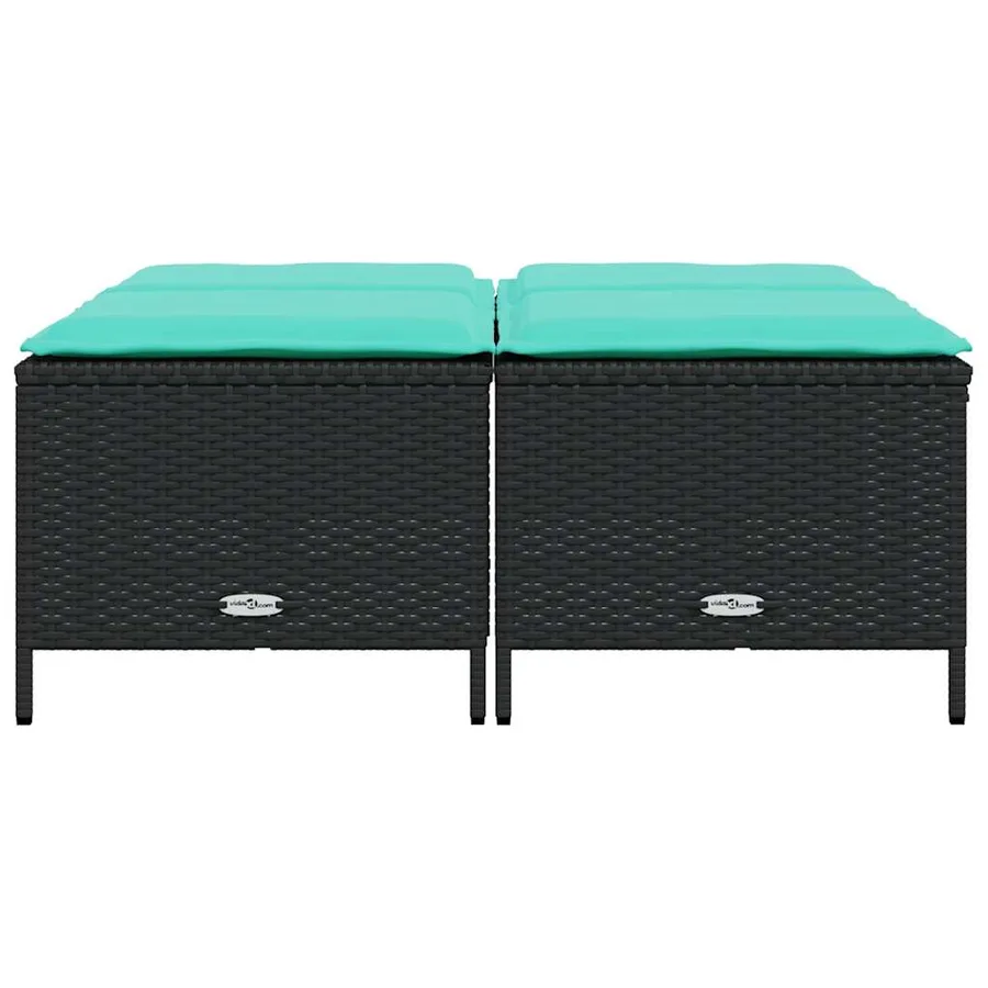 Tabourets de jardin avec coussins lot de 4 noir résine tressée - 3