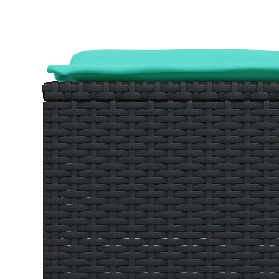 Tabourets de jardin avec coussins lot de 4 noir résine tressée - 6