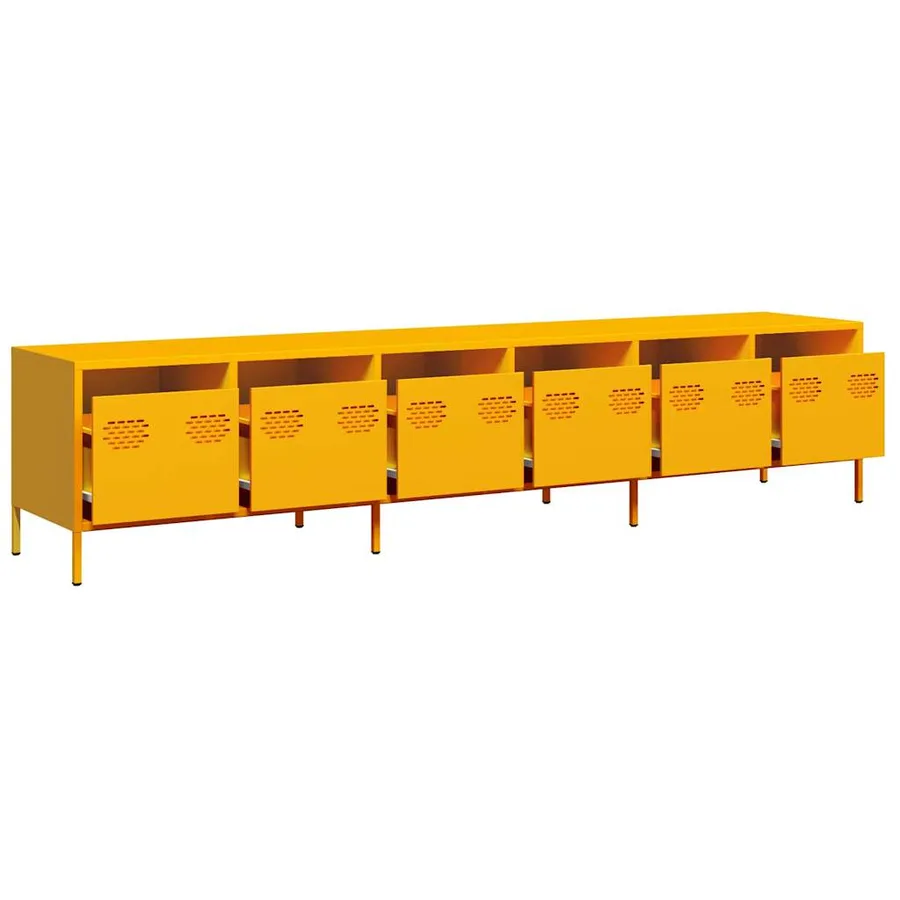 Meuble TV jaune moutarde 202x39x43,5 cm acier laminé à froid - 4
