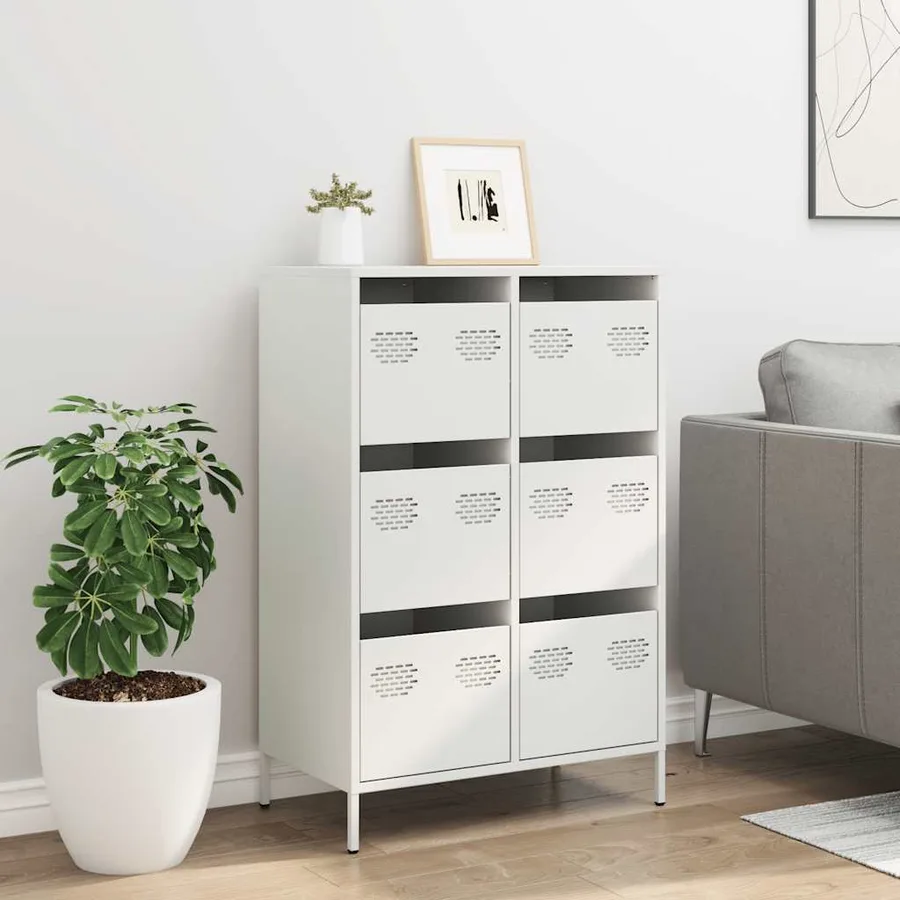 Buffet haut blanc 68x39x101,5 cm acier - 3