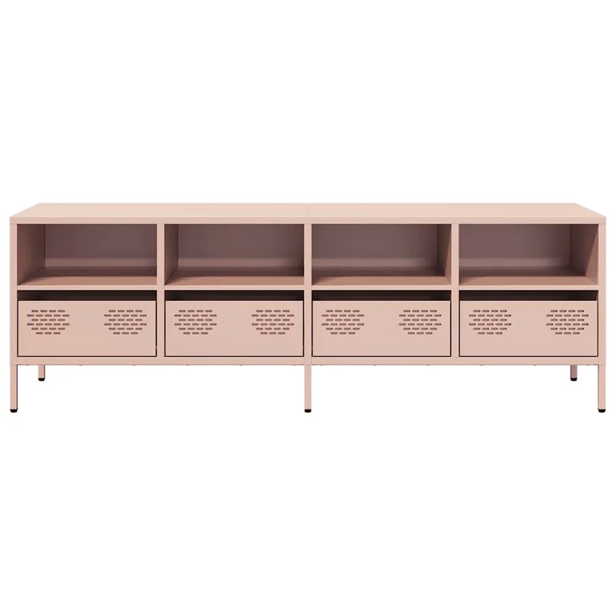 Meuble TV rose 135x39x43,5 cm acier laminé à froid - 4