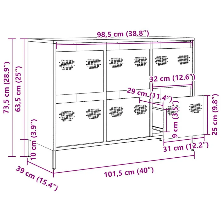 Buffet blanc 101,5x39x73,5 cm acier laminé à froid - 13