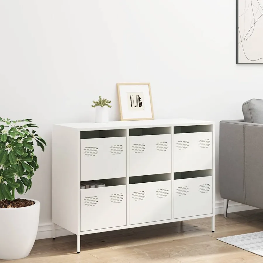 Buffet blanc 101,5x39x73,5 cm acier laminé à froid - 3