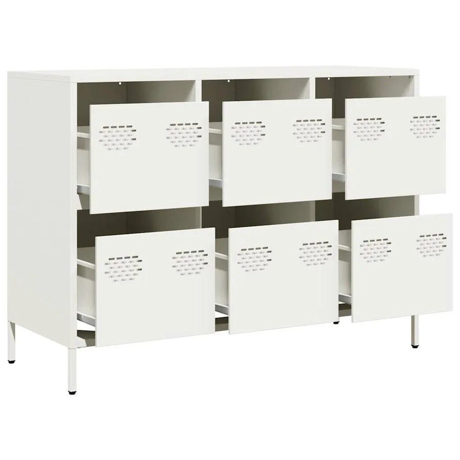 Buffet blanc 101,5x39x73,5 cm acier laminé à froid - 4