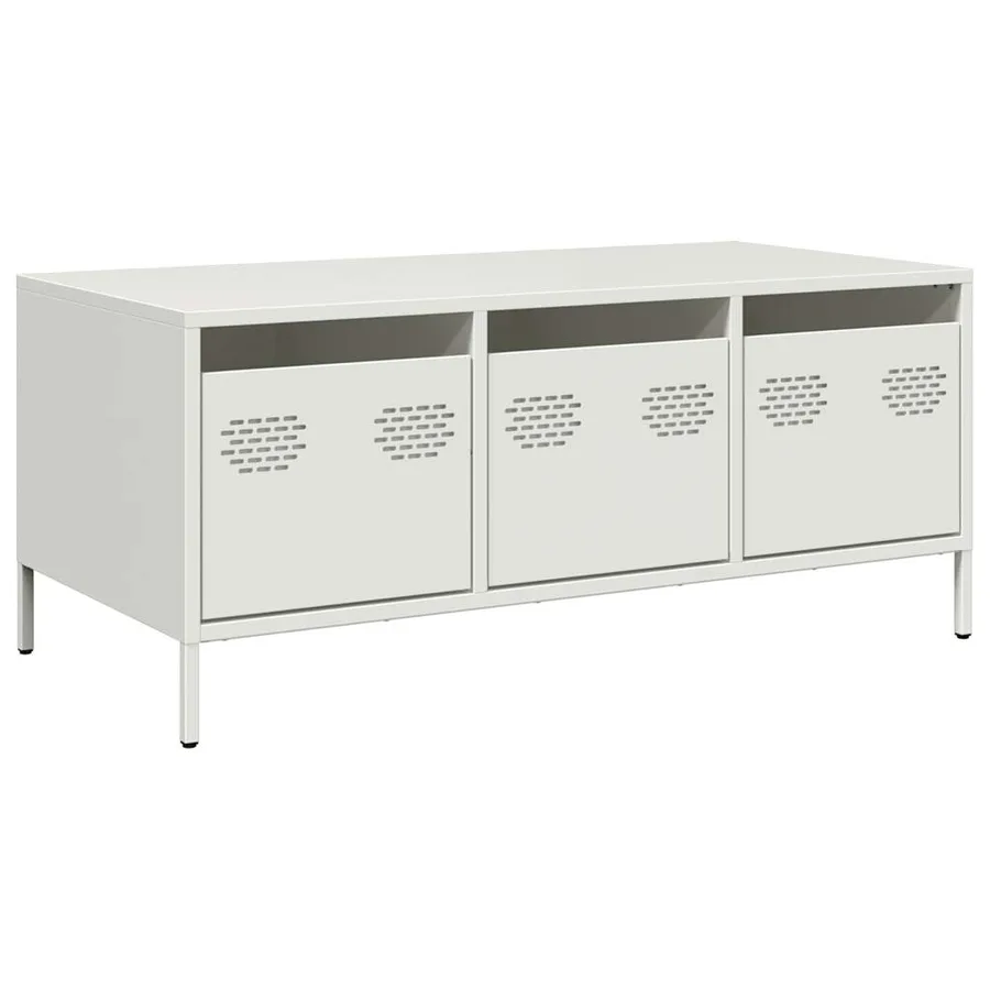 Table basse blanc 101,5x50x43,5 cm acier laminé à froid - 2