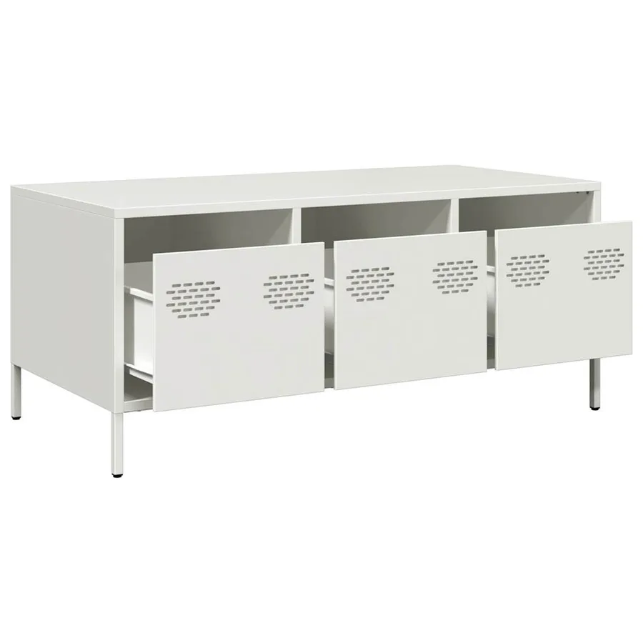 Table basse blanc 101,5x50x43,5 cm acier laminé à froid - 5