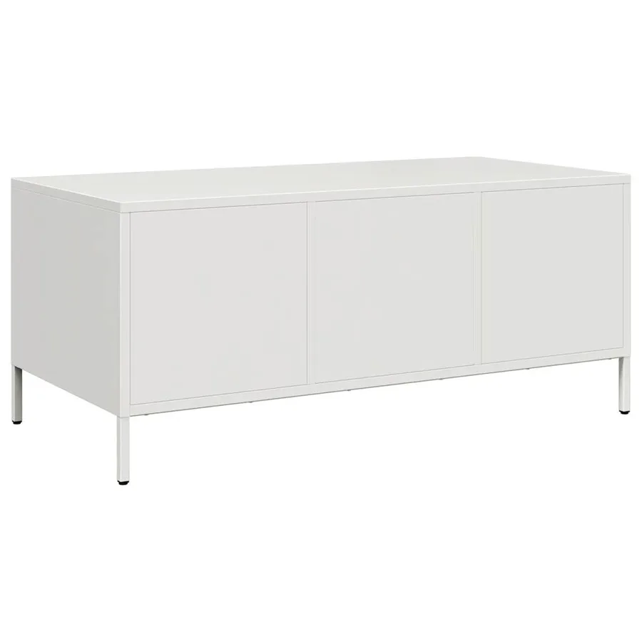 Table basse blanc 101,5x50x43,5 cm acier laminé à froid - 7